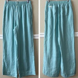 Nude Lucy 100% Linen Light Blue Wide Leg Pants Size XS